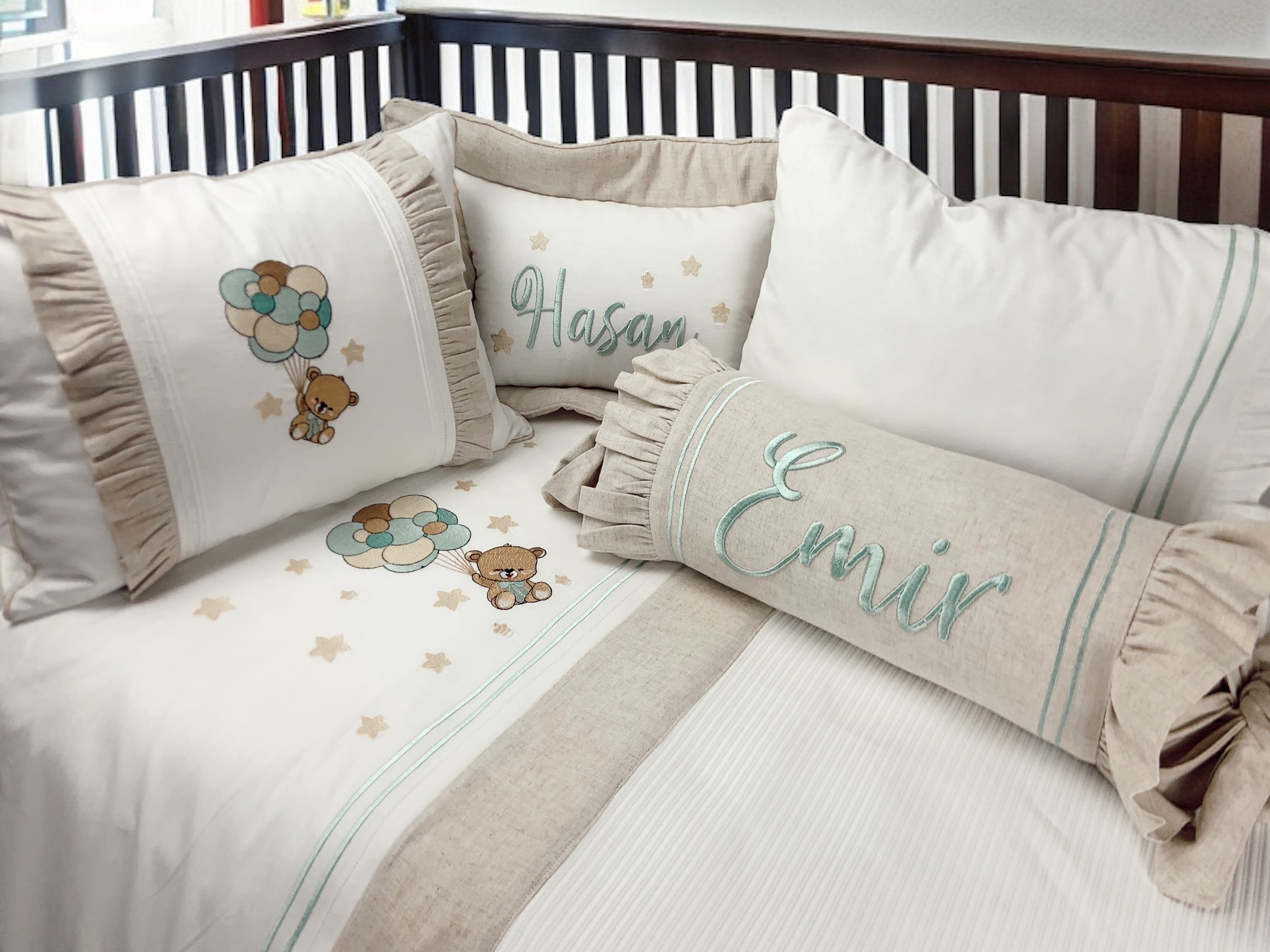 Luxury Cute Bear Kişiye Özel Keten Pike Seti