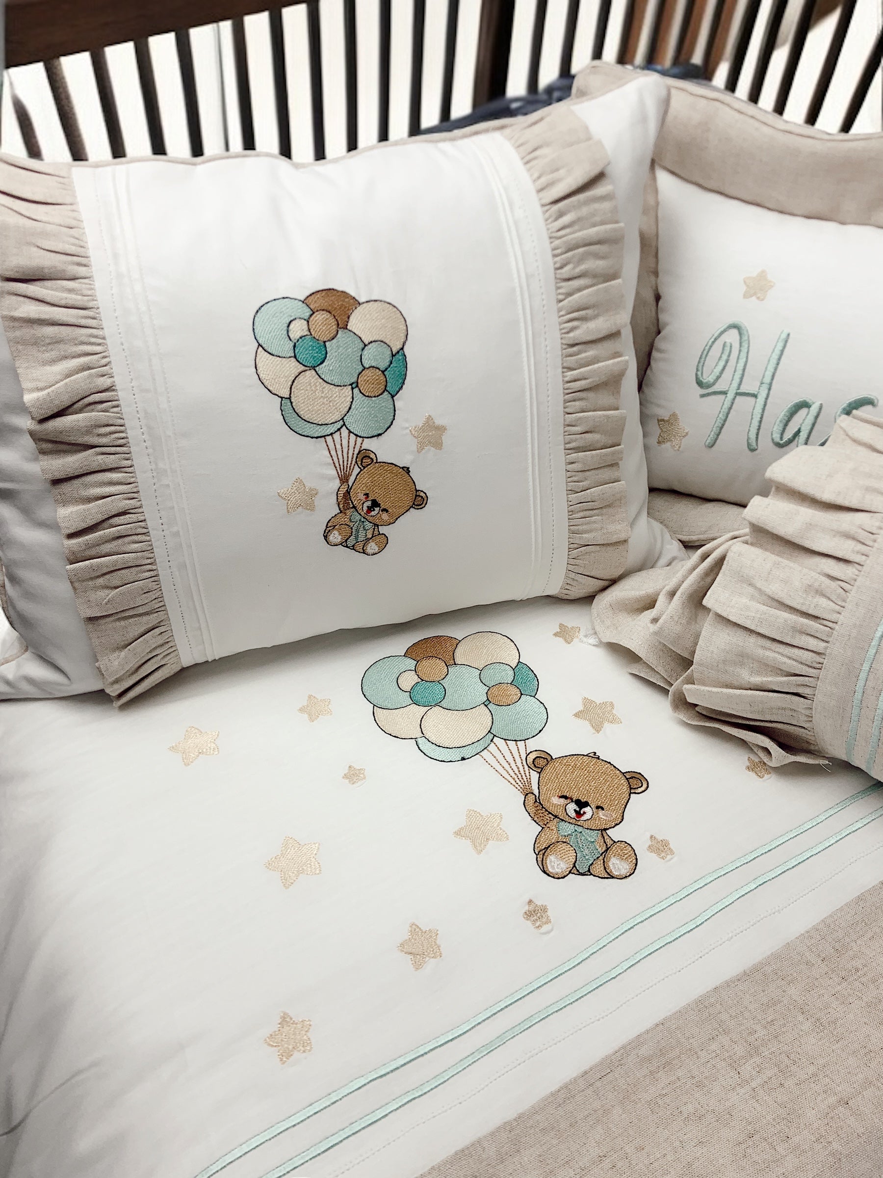 Luxury Cute Bear Kişiye Özel Keten Pike Seti