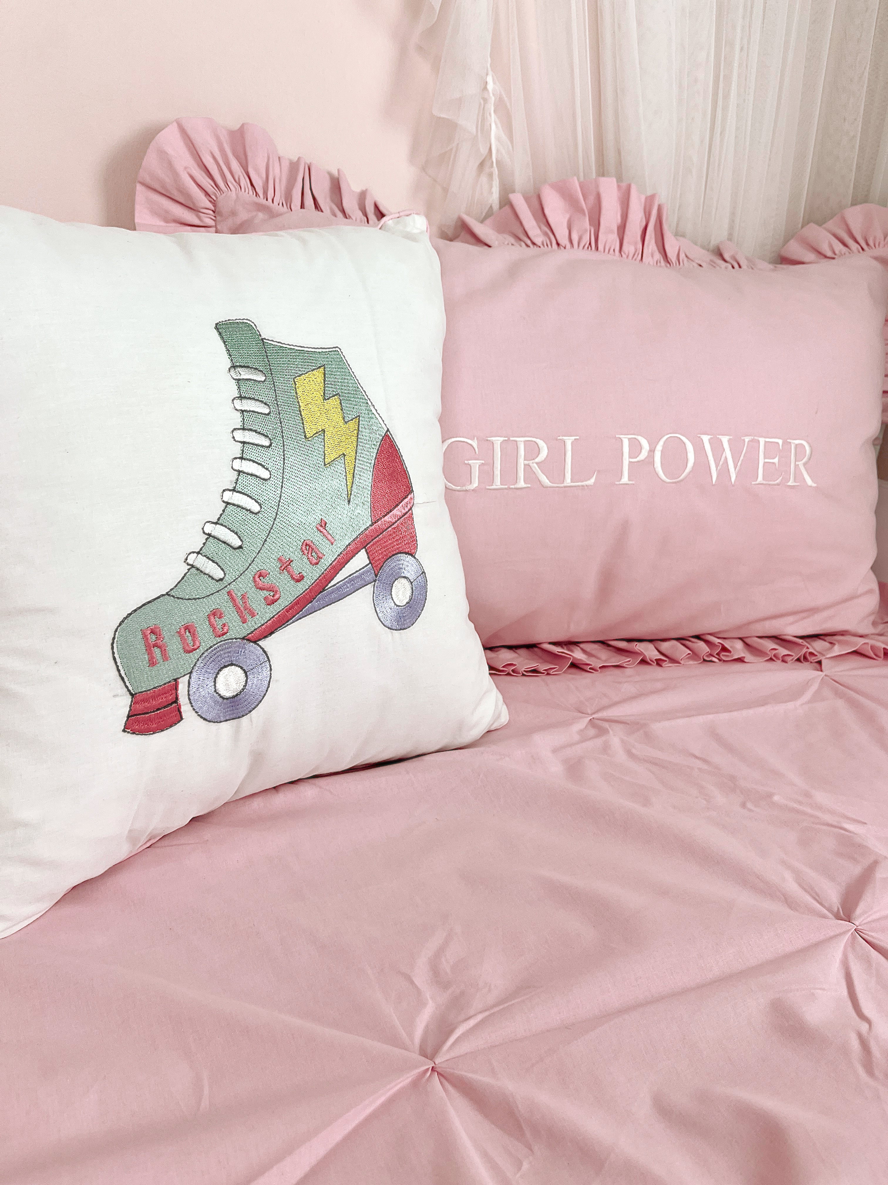 Girl Power Ruffled Pillow