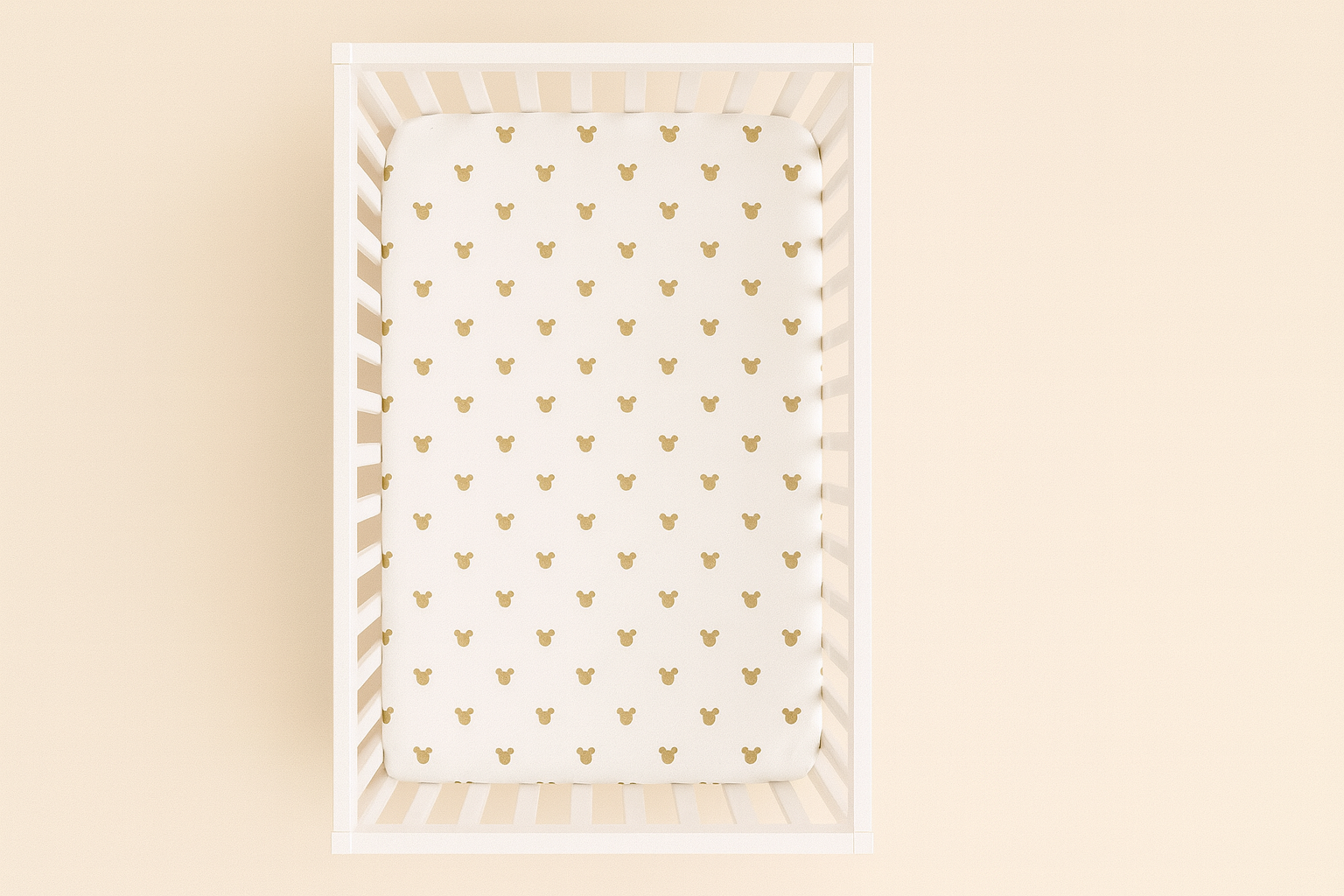 Gold Mickey Personalized Fitted Sheet | 100% Cotton | La Lumiere Bebe Maison