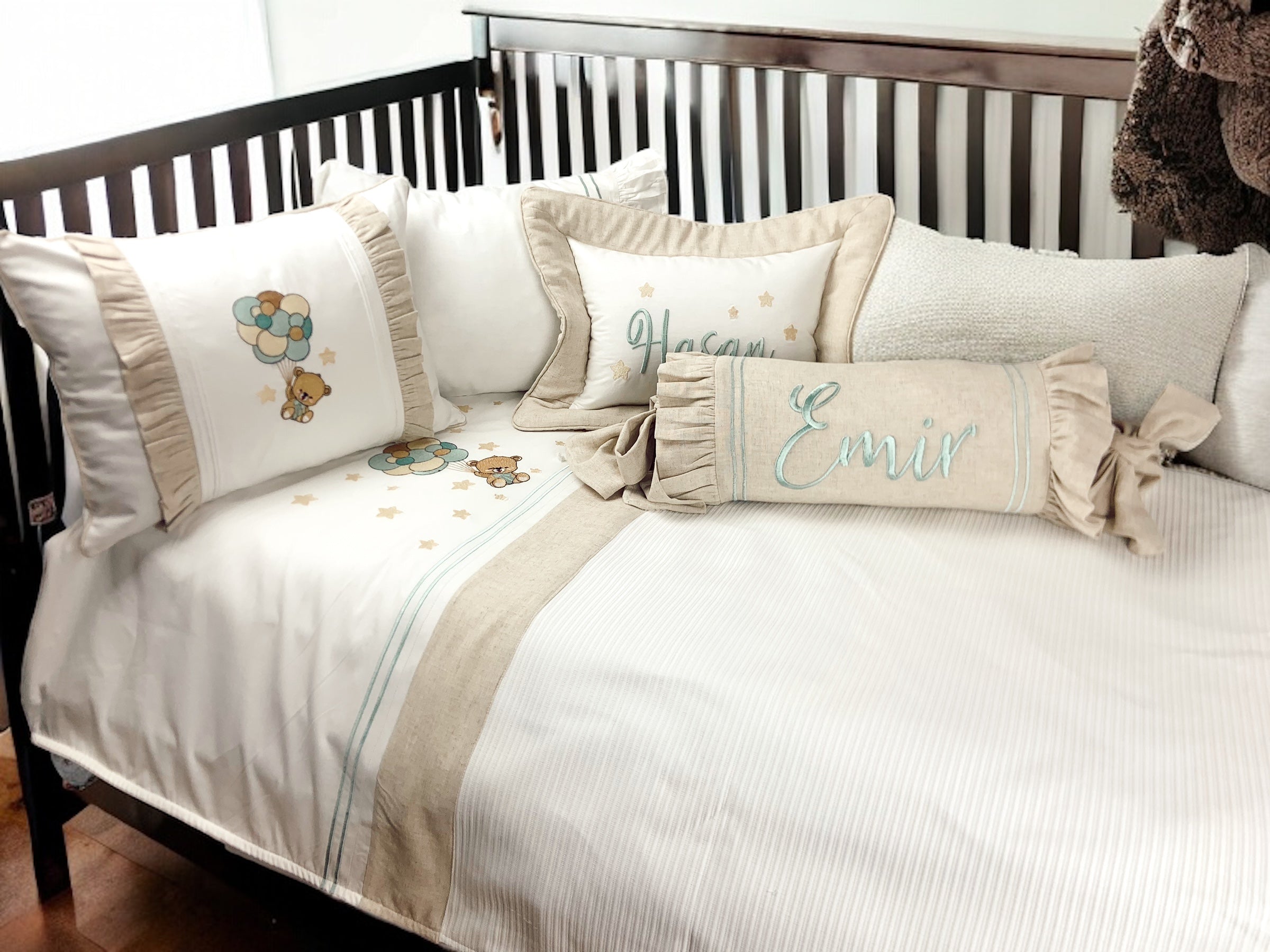 Luxury Cute Bear Kişiye Özel Keten Pike Seti