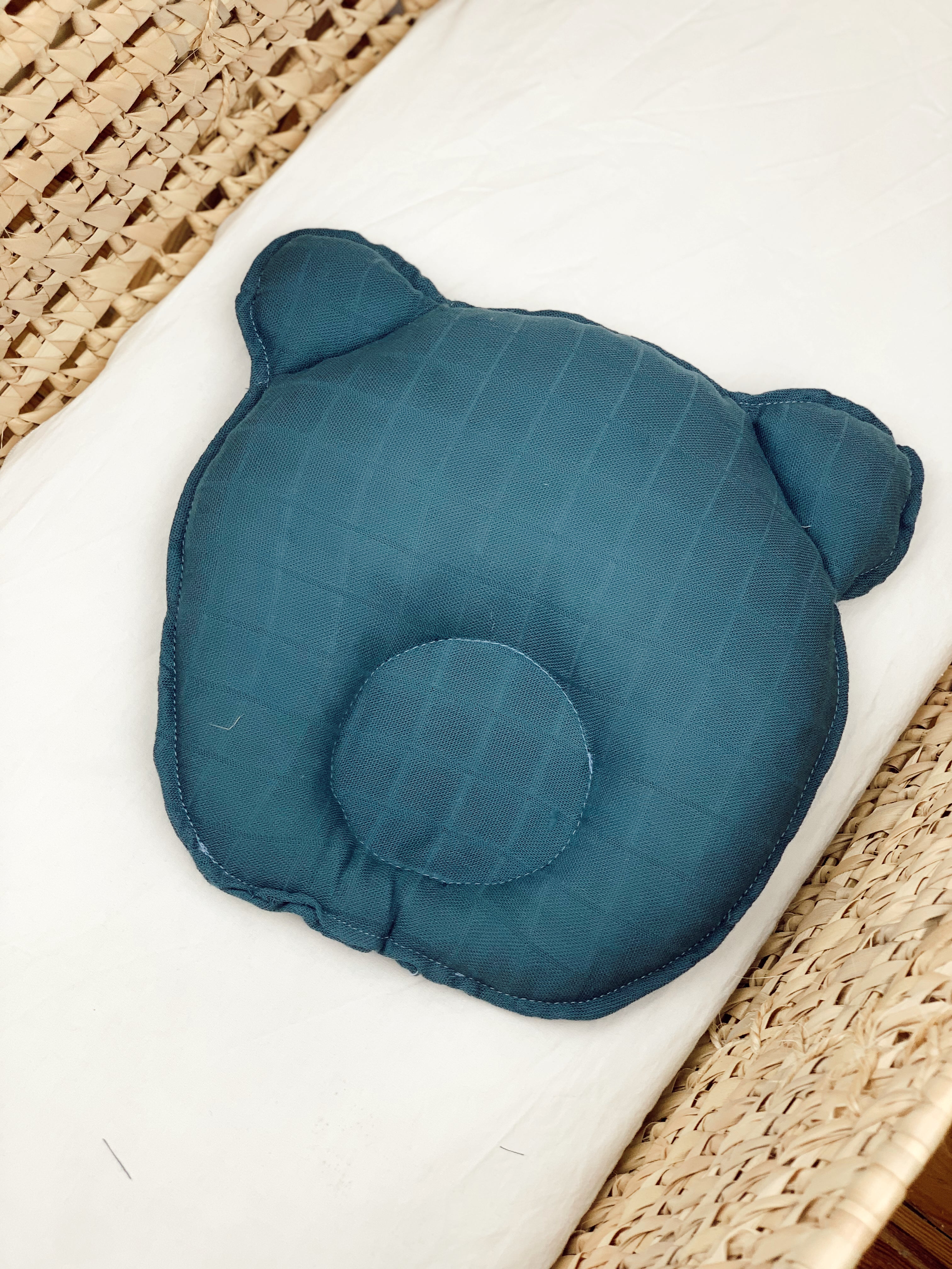 Indigo Muslin Head Shaping Pillow | 100% Cotton Ergonomic Baby Pillow