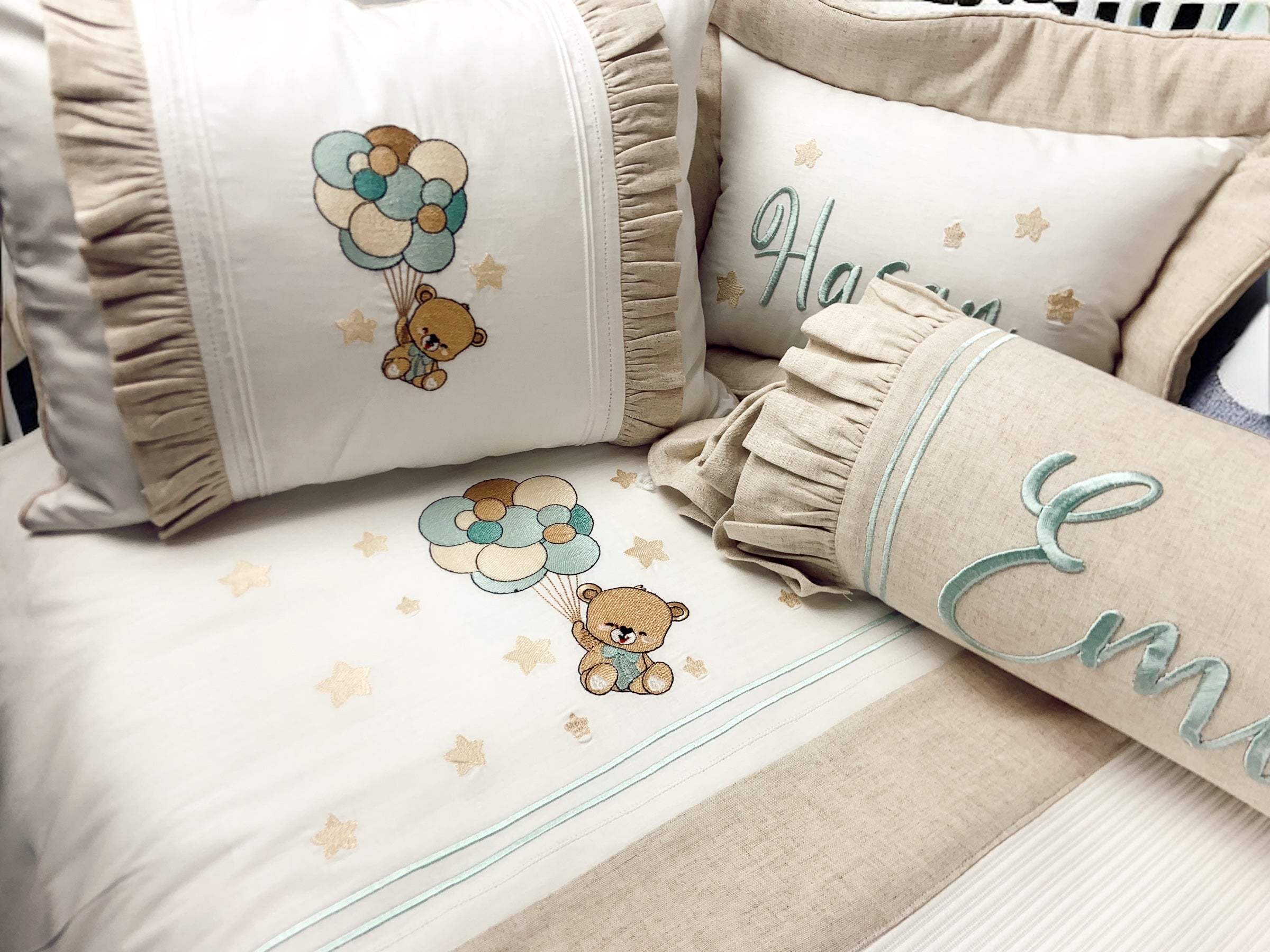 Luxury Cute Bear Kişiye Özel Keten Pike Seti