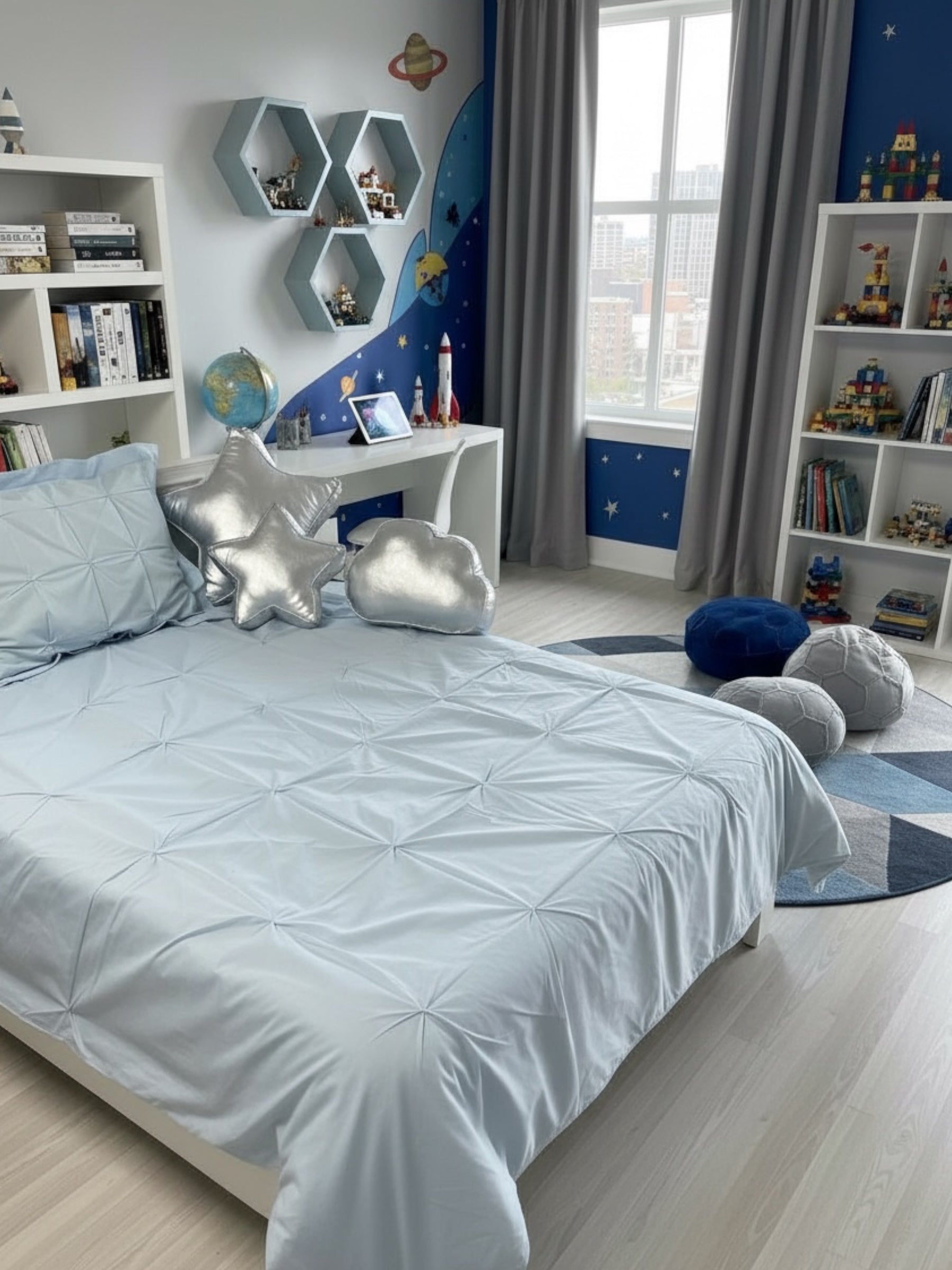 Soft Bloom Duvet Cover Set - Ice Blue