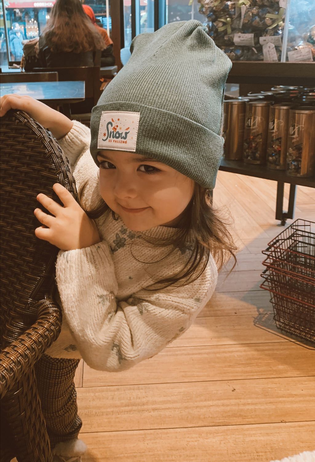 La Lumiere Snow Is Falling Atkı ve Bere Takımı | Yeşil Pamuklu Kış Seti