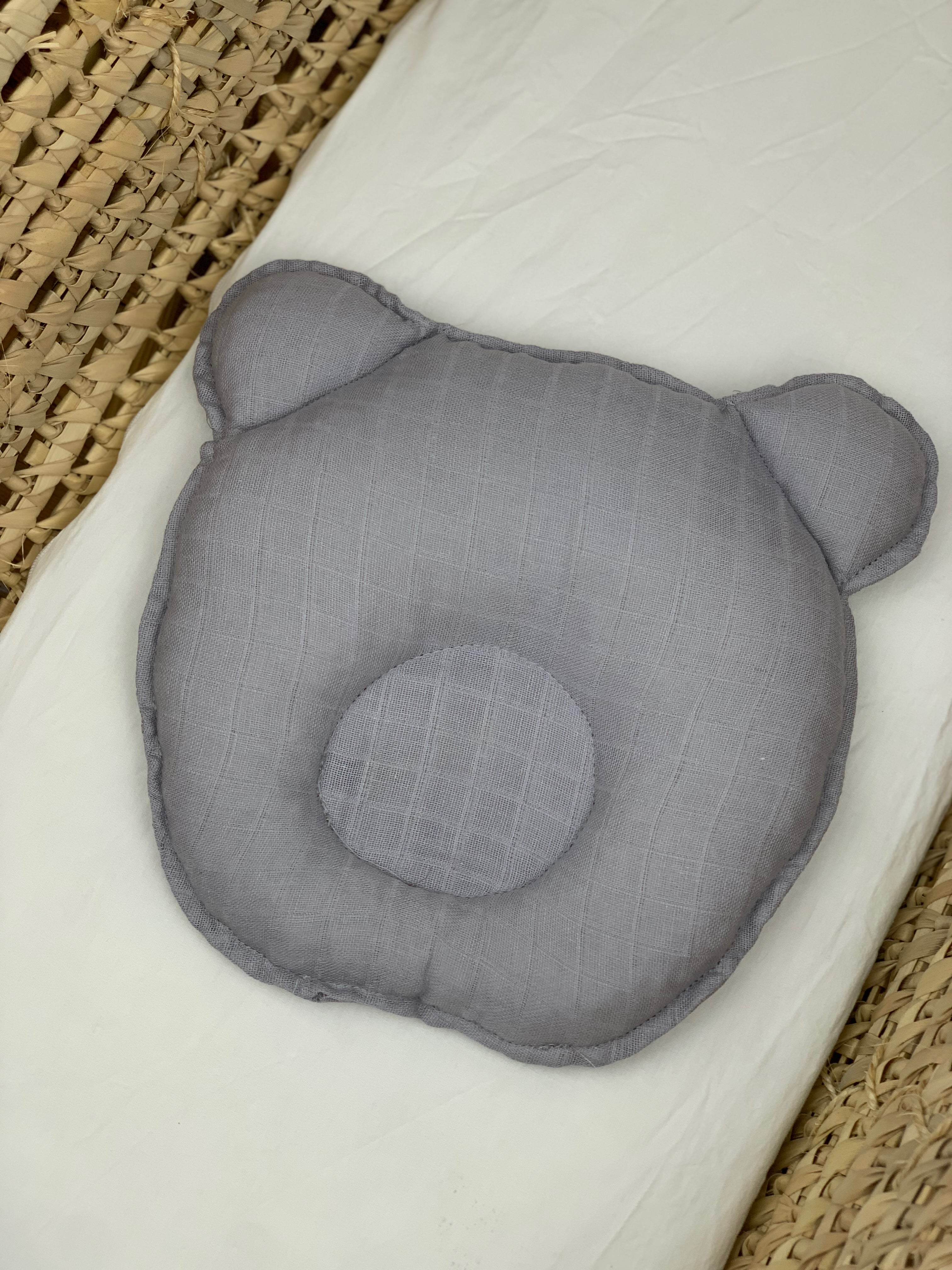 Grey Muslin Head Shaping Pillow | 100% Cotton Ergonomic Baby Pillow