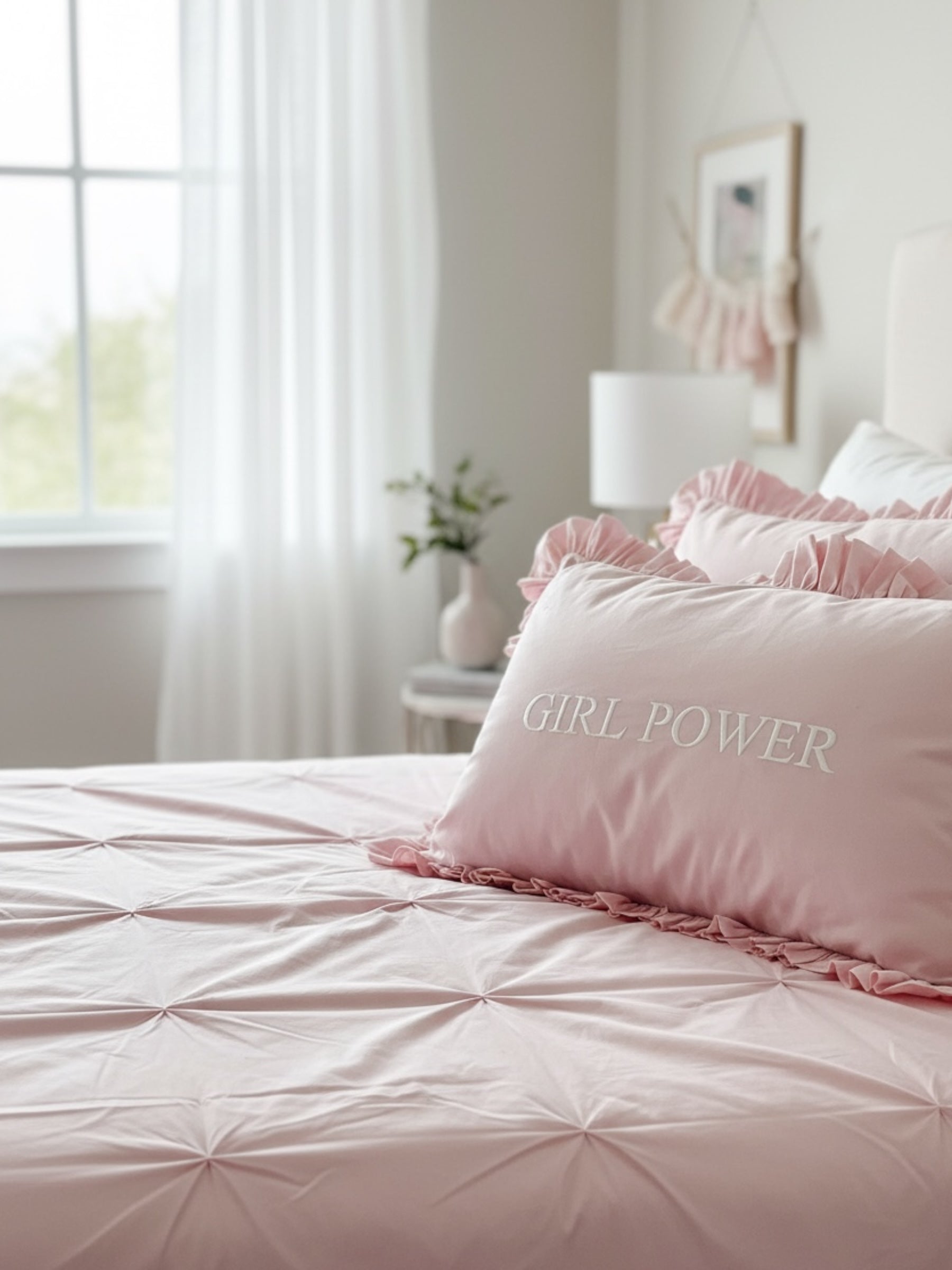 Girl Power Ruffled Pillow