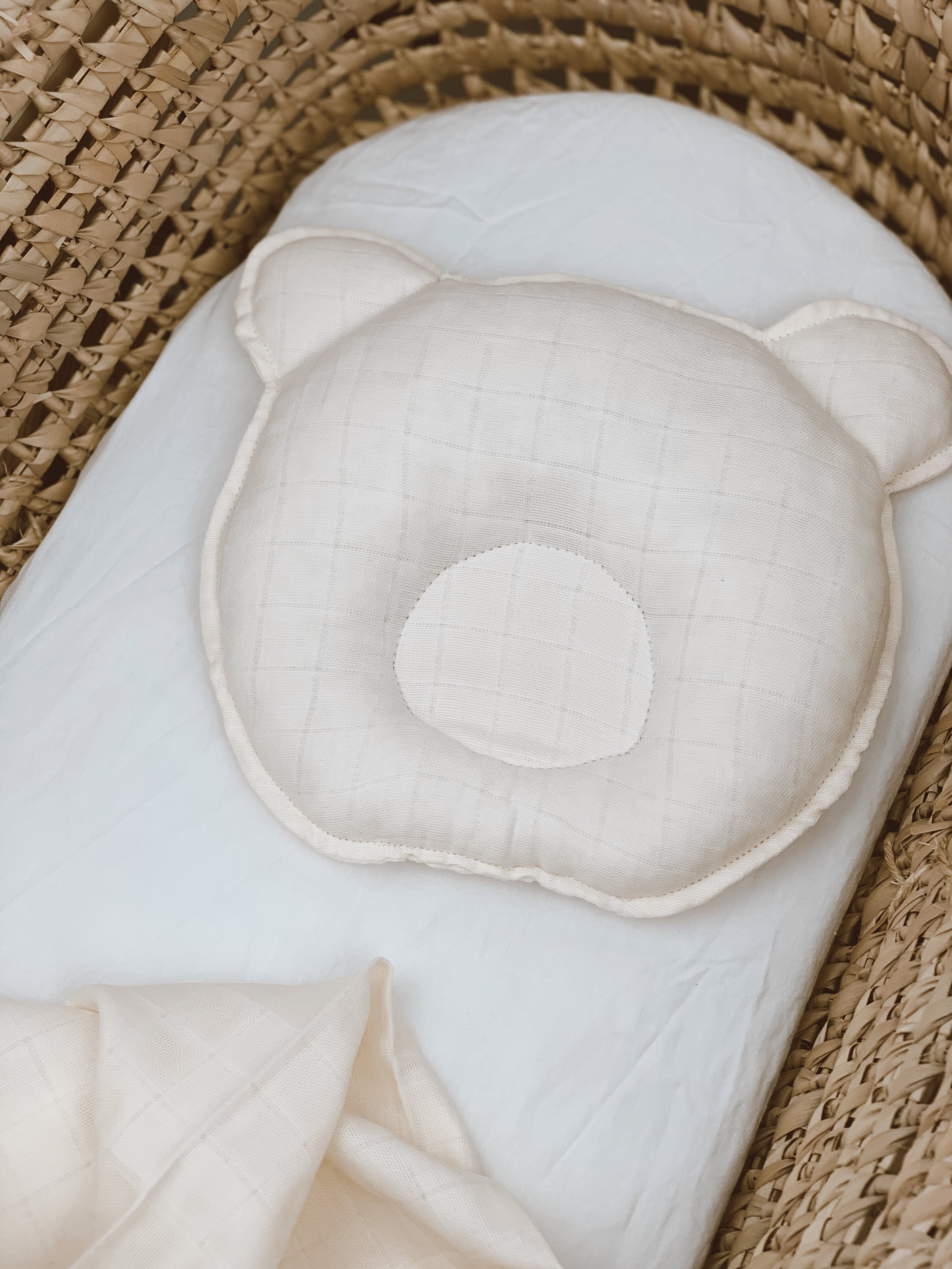 Cream Muslin Head Shaping Pillow | 100% Cotton Ergonomic Baby Pillow