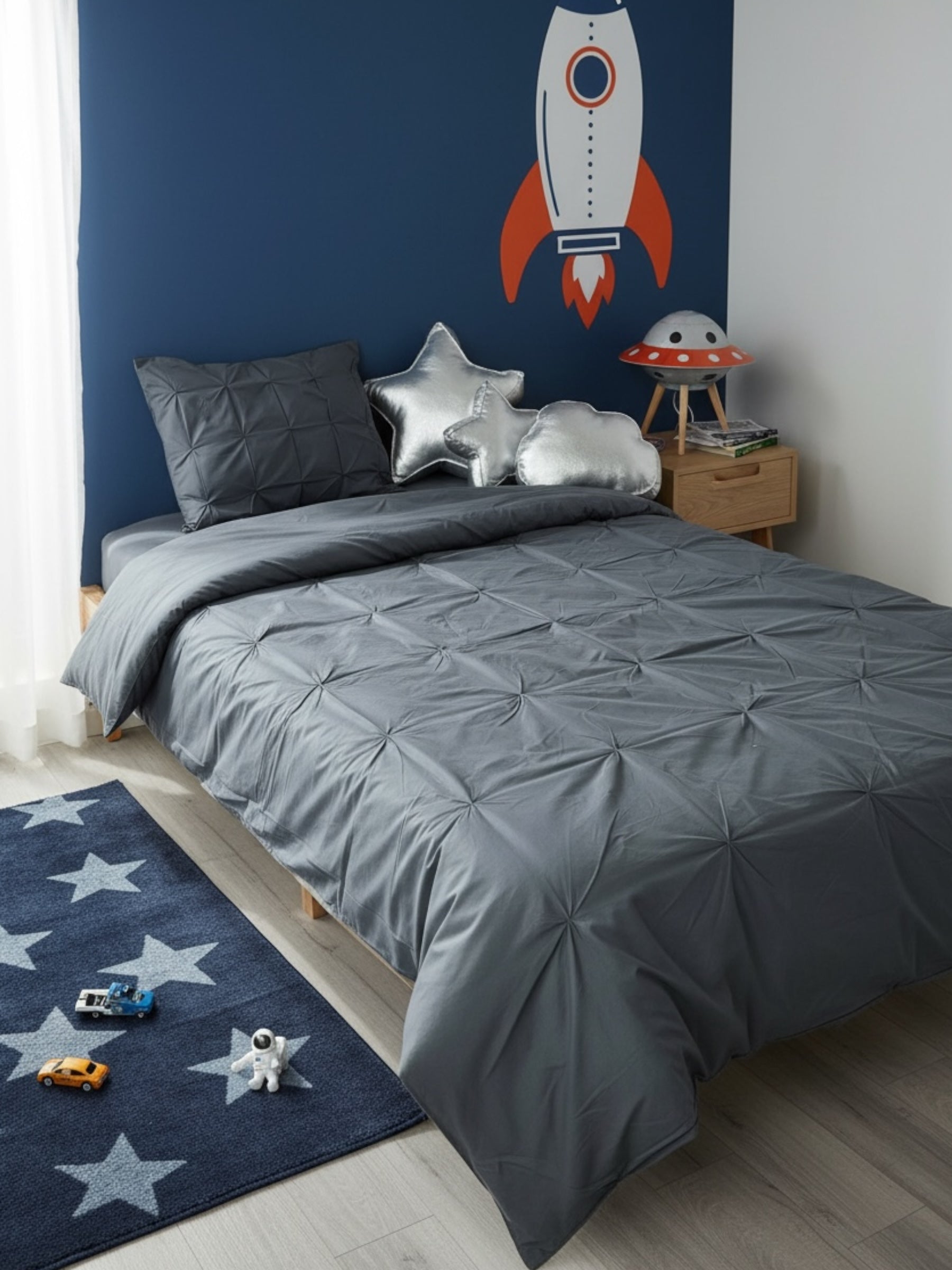 Soft Bloom Duvet Cover Set - Anthracite